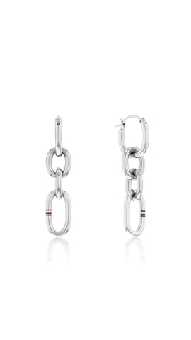 Tommy Hilfiger Women Chain Earrings Contrast Link Chain - 2780787