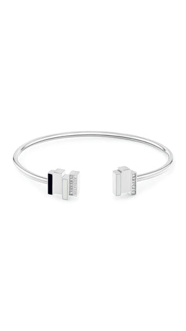 Tommy Hilfiger Women Memory Steel Bangle Zig Zag Links - 2780845