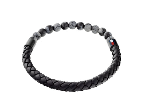 Tommy Hilfiger Men Snowflake Beads Leather Brac. Braid & Bead Fusion - 2790473