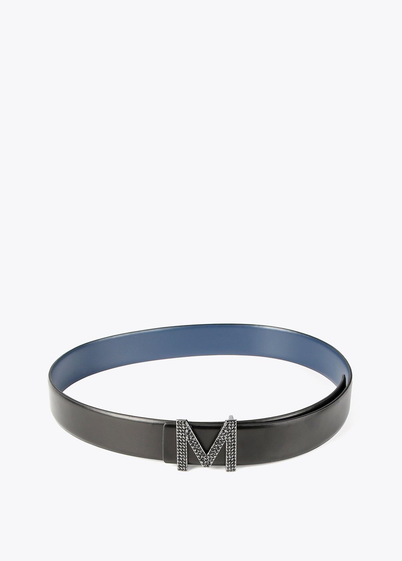 32407005-Reversible belt with crystals-Black