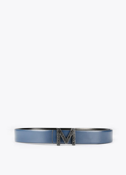 32407005-Reversible belt with crystals-Black