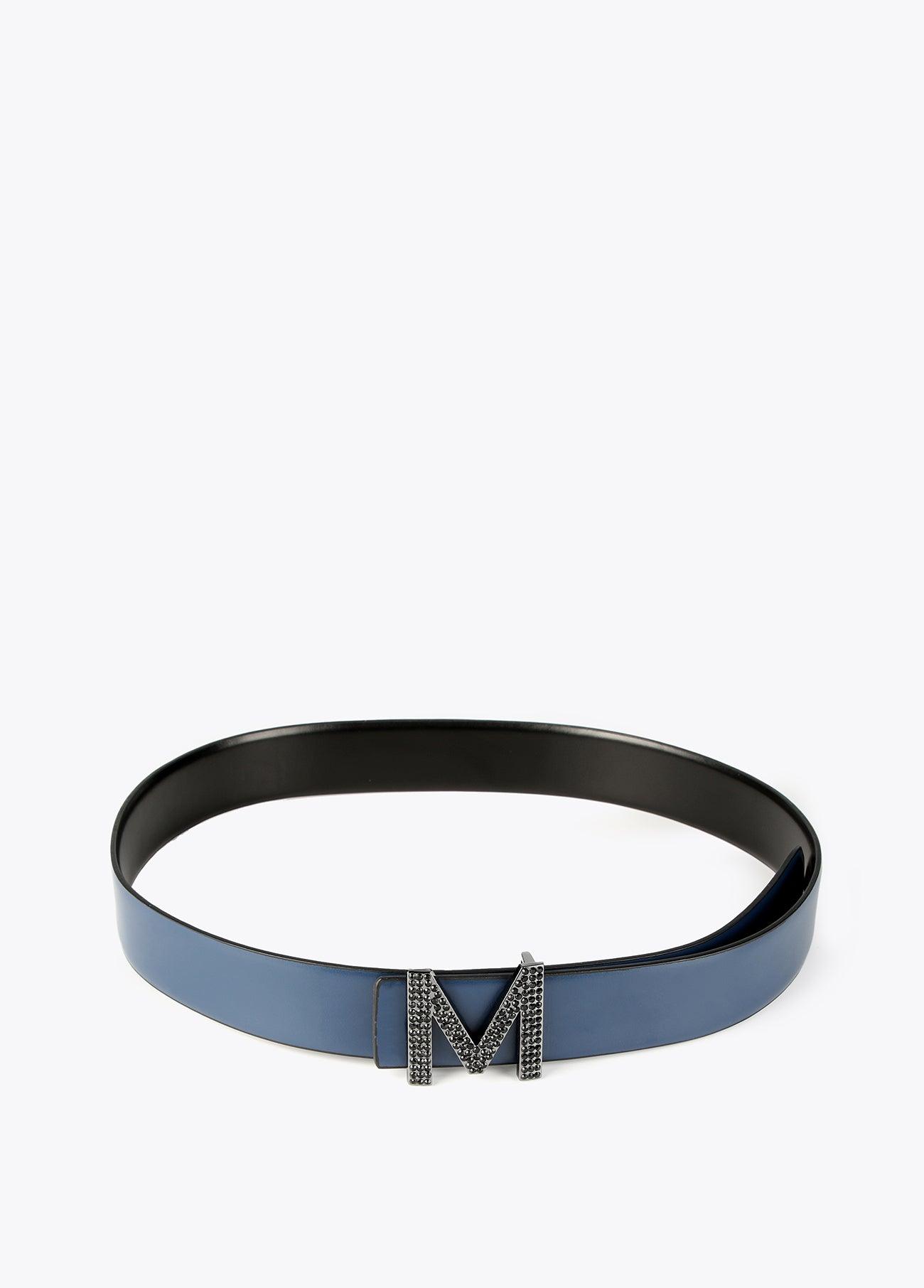 32407005-Reversible belt with crystals-Black