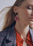 32410001-Two-tone earrings-Fuchsia