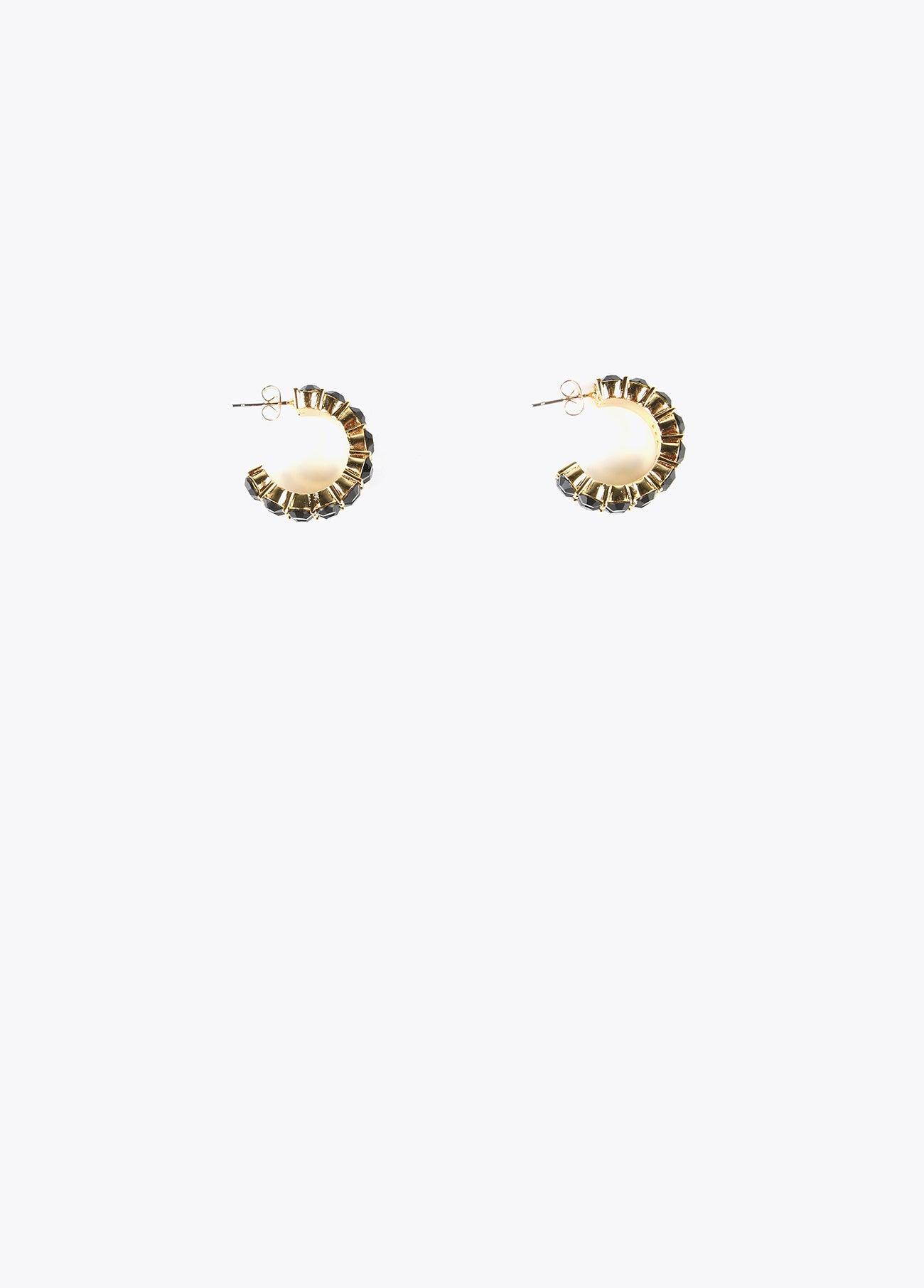 32410003-Hoop earrings with multicoloured crystals-Black