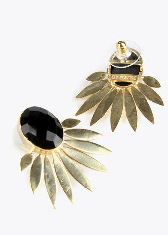 32410005-Leaf earrings-Black