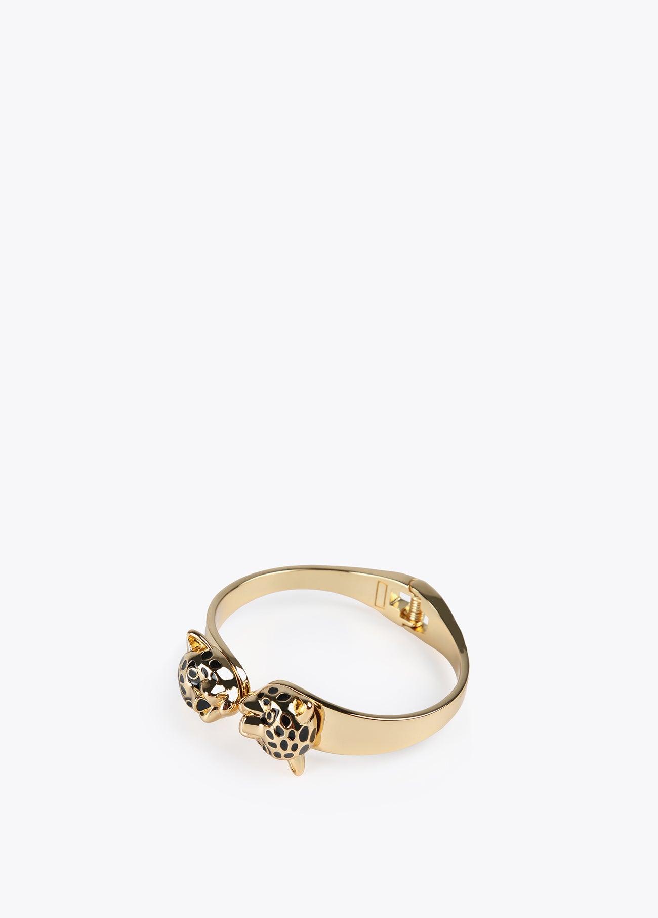 32413002-Bracelet with leopard heads-Golden