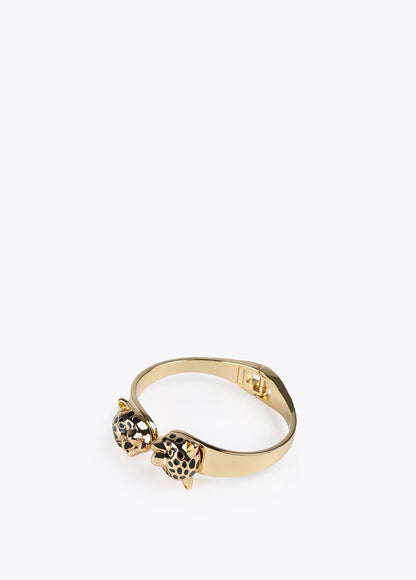 32413002-Bracelet with leopard heads-Golden