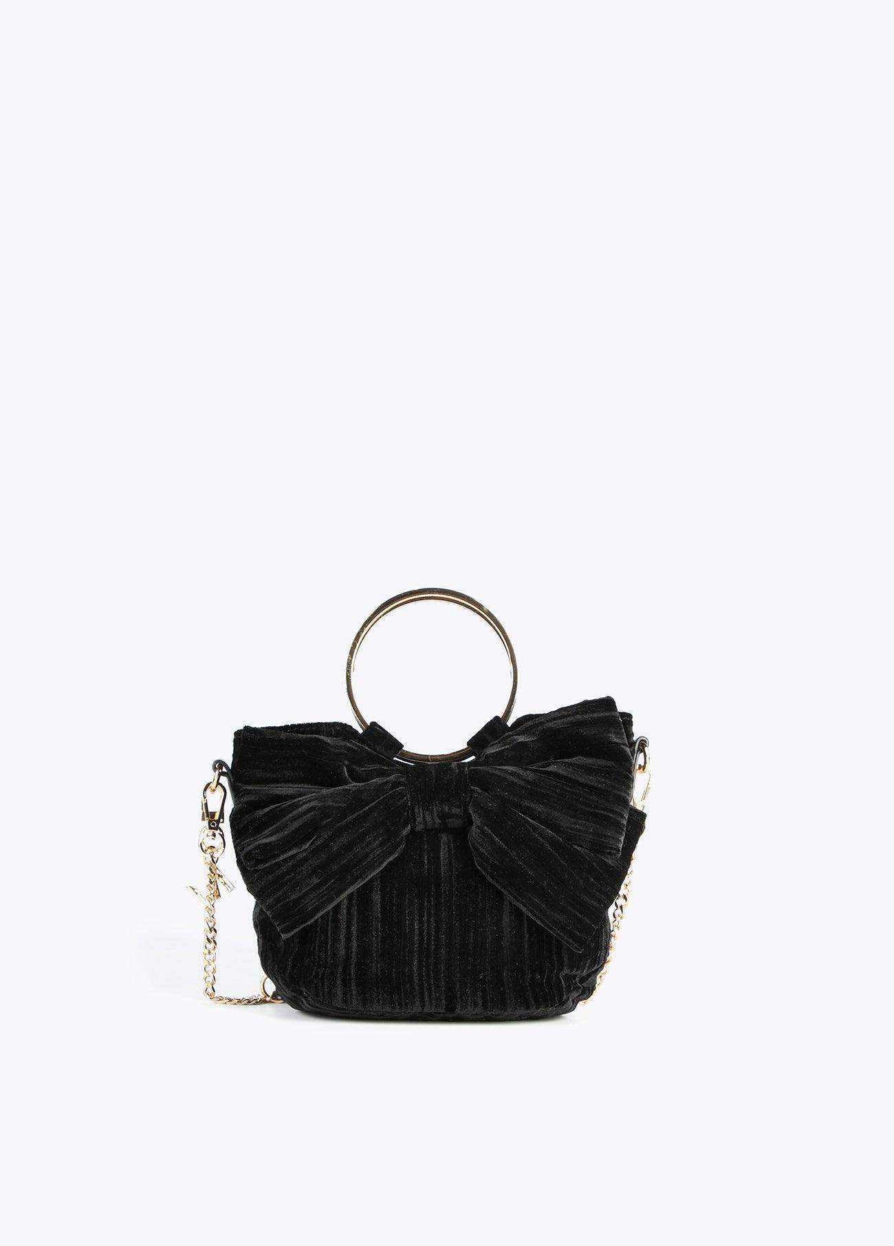 32421002-Pleated velvet handbag-Black