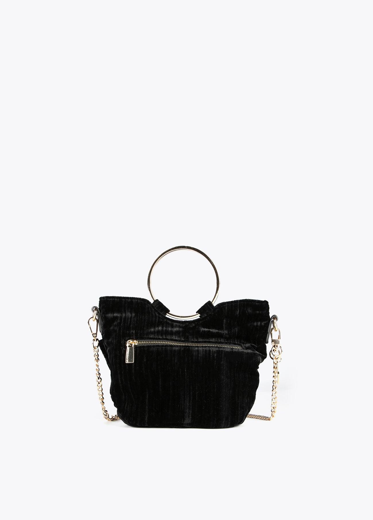 32421002-Pleated velvet handbag-Black