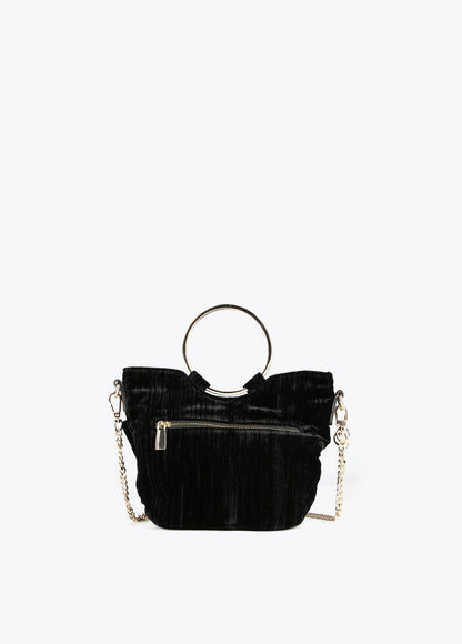 32421002-Pleated velvet handbag-Black