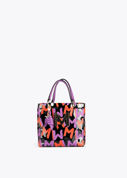 32428004-Mini graffiti laminated effect tote bag-Multi