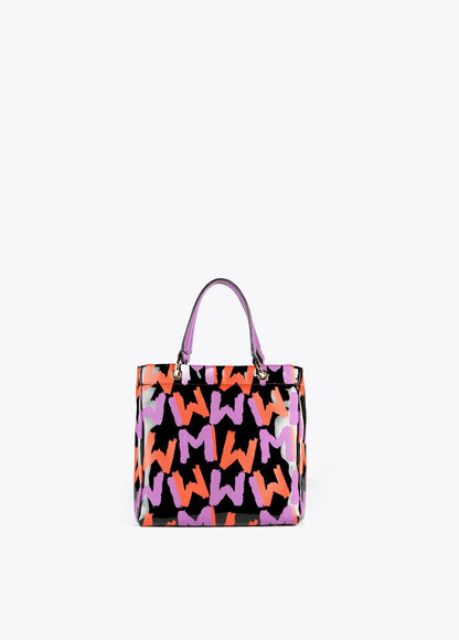32428004-Mini graffiti laminated effect tote bag-Multi
