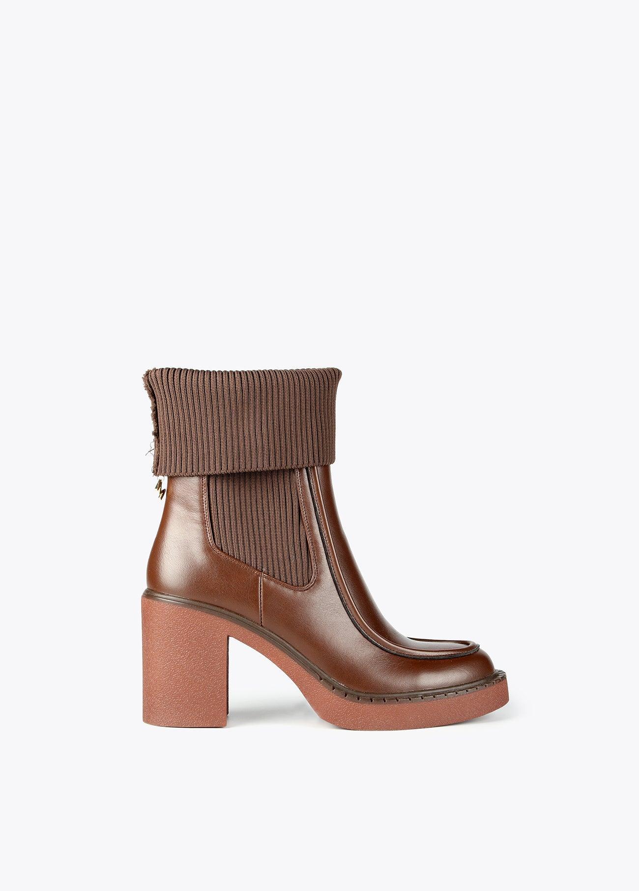 32433002-Sock-style ankle boots-Brown