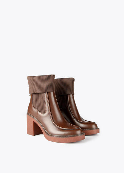 32433002-Sock-style ankle boots-Brown