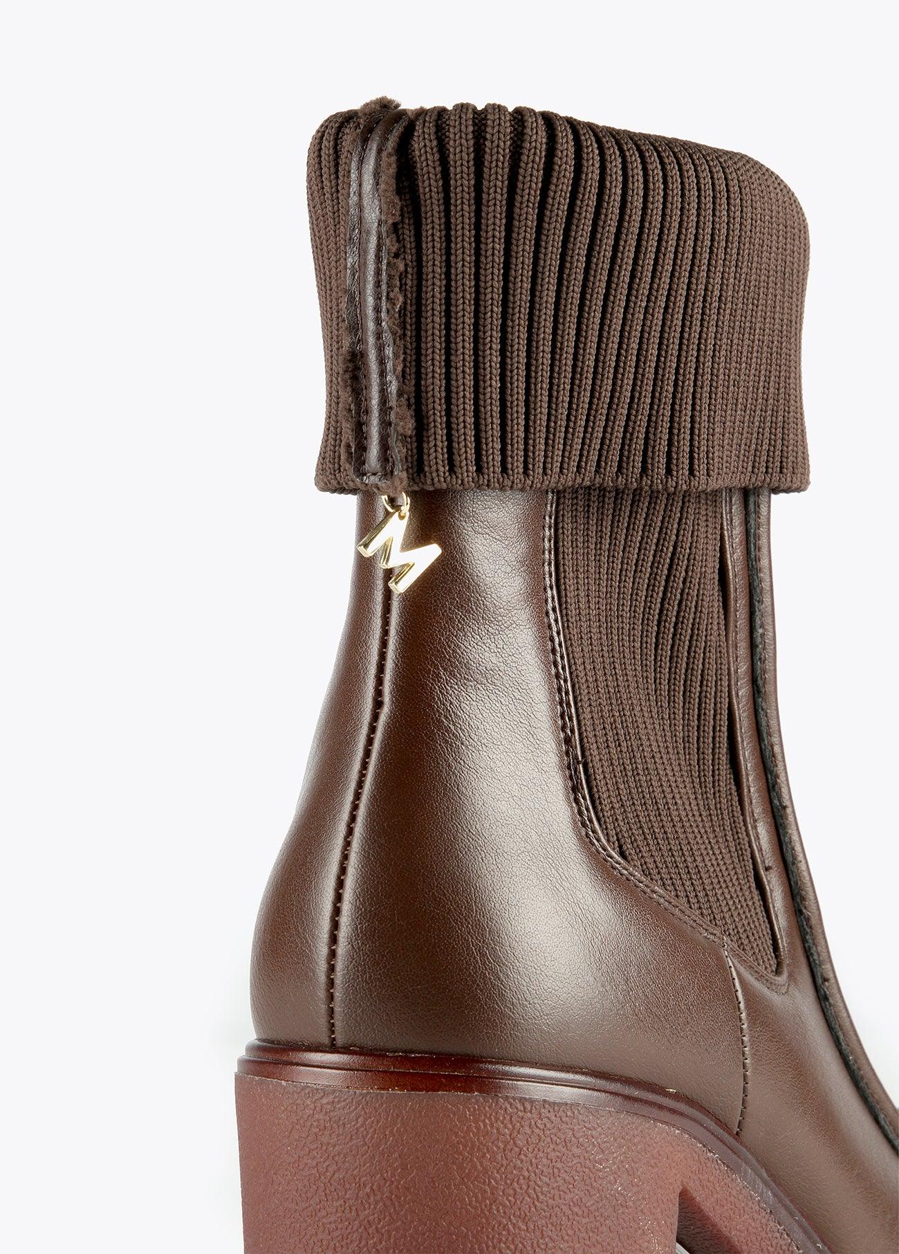 32433002-Sock-style ankle boots-Brown