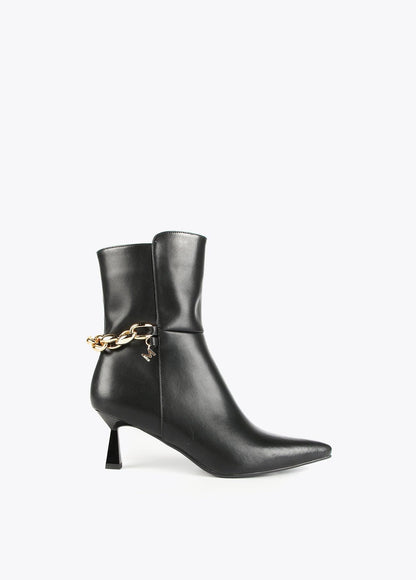 32434002-Chain leather ankle boots-Black