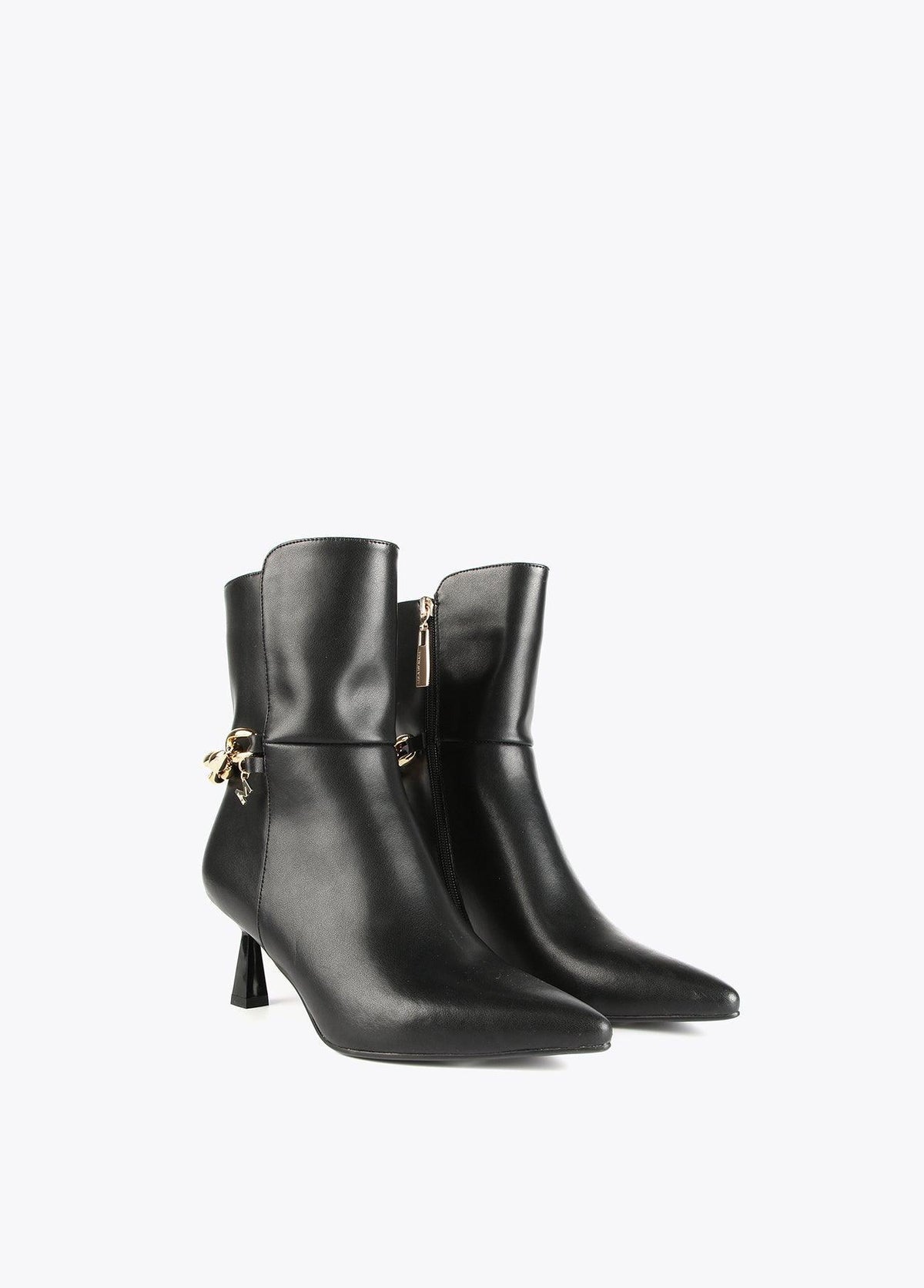32434002-Chain leather ankle boots-Black