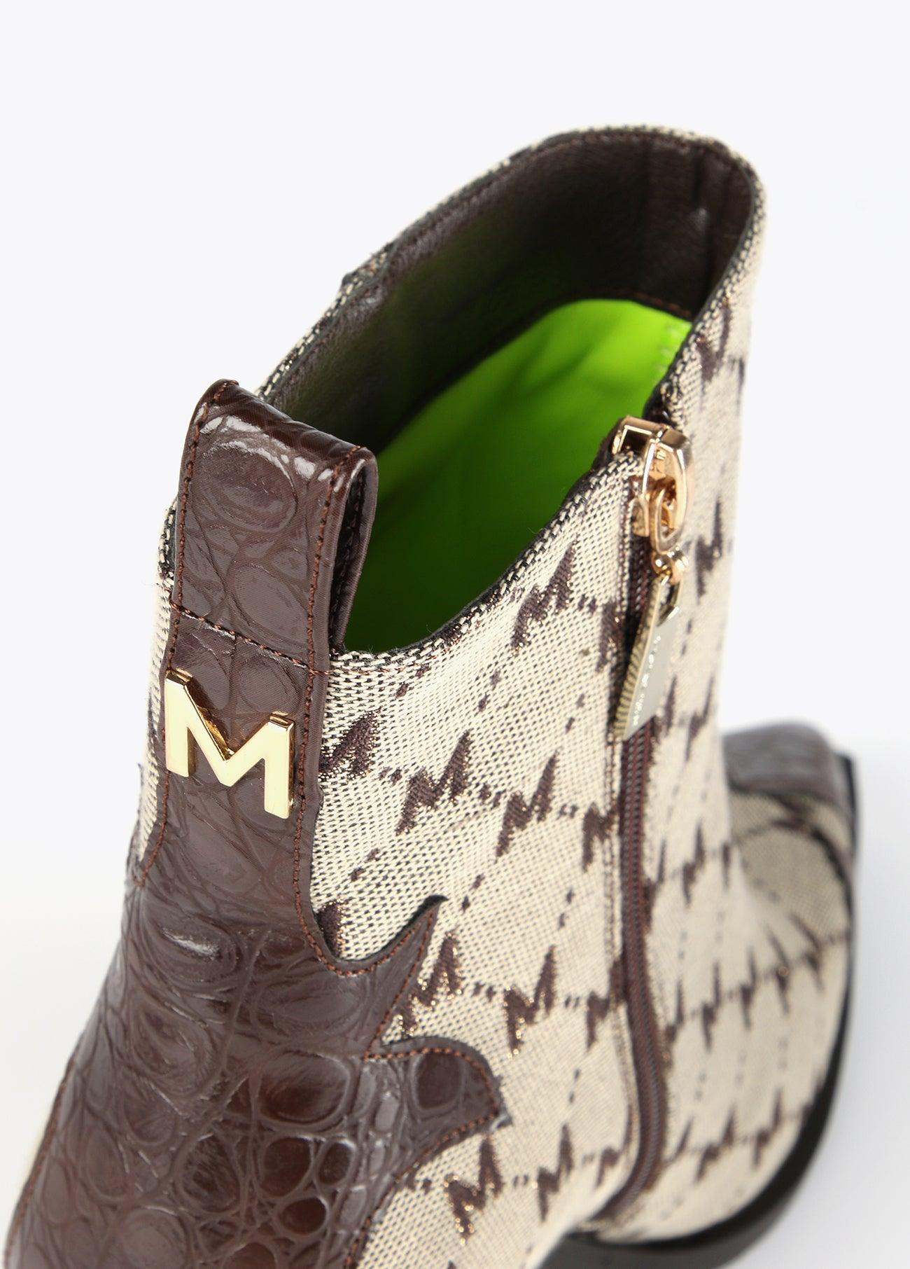 32434005-Logo cowboy ankle boots-Beige