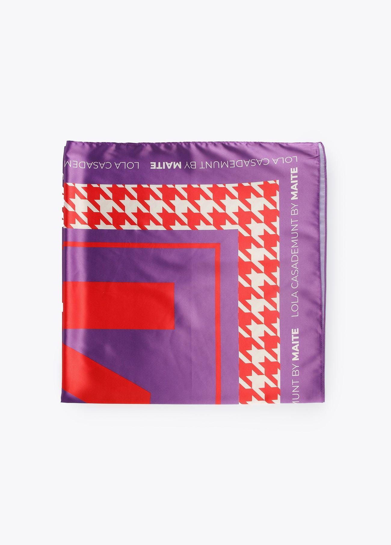 32442004-Houndstooth trim scarf-Printed