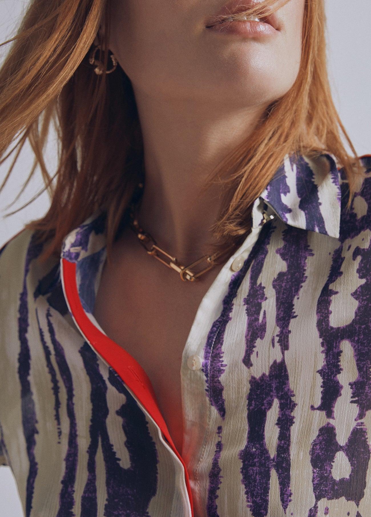 32460001-Flowing animal print shirt-Lilac