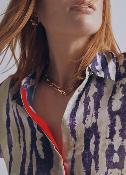 32460001-Flowing animal print shirt-Lilac