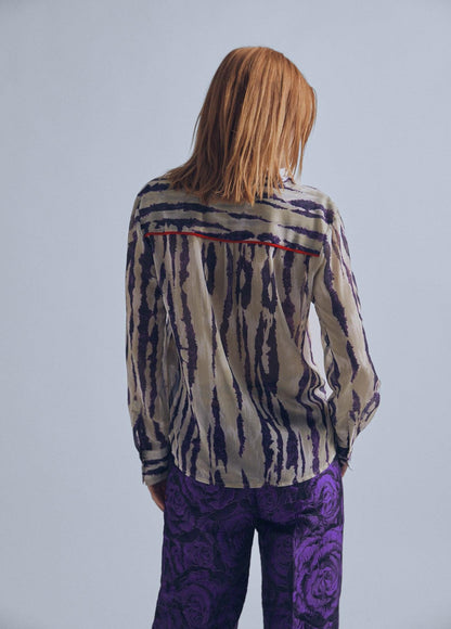 32460001-Flowing animal print shirt-Lilac