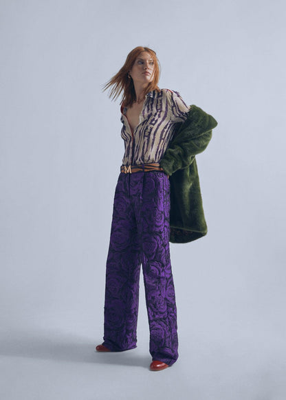 32460001-Flowing animal print shirt-Lilac