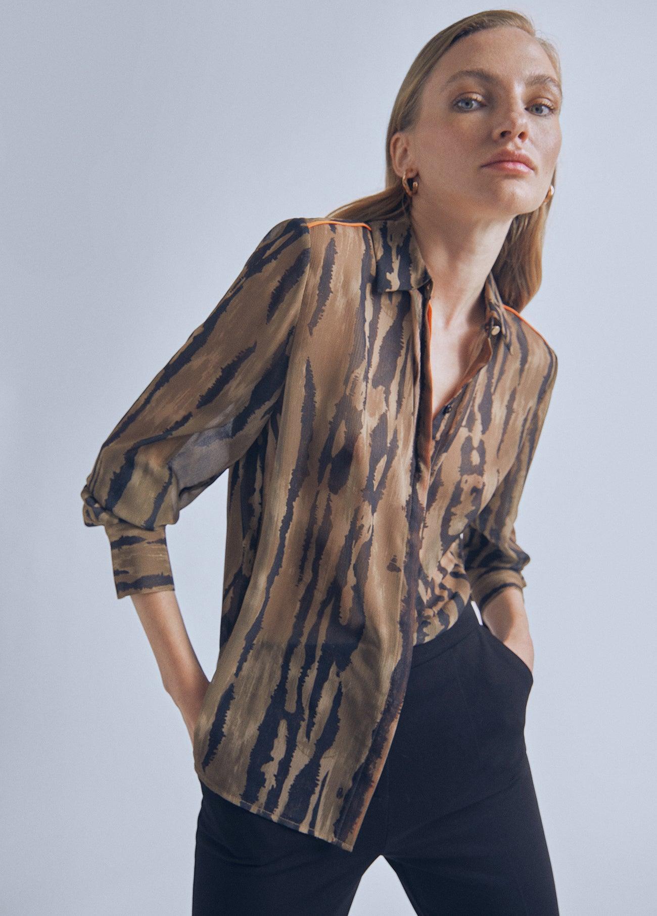 32460004-Animal print shirt-Orange