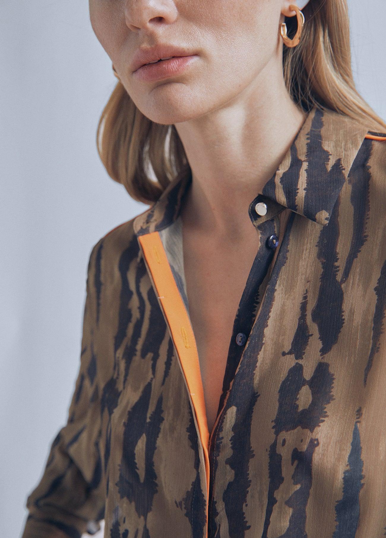 32460004-Animal print shirt-Orange