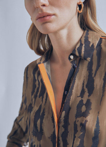32460004-Animal print shirt-Orange