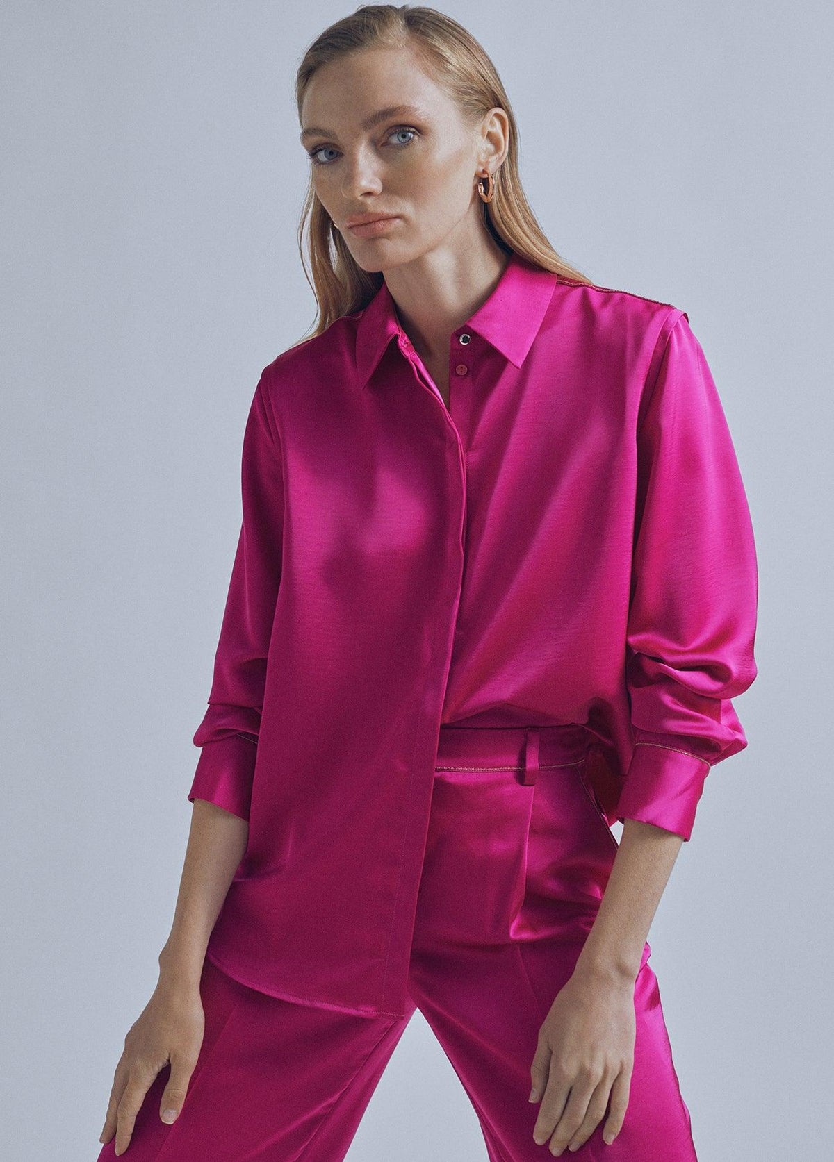 32460011-Basic satin shirt-Fuchsia
