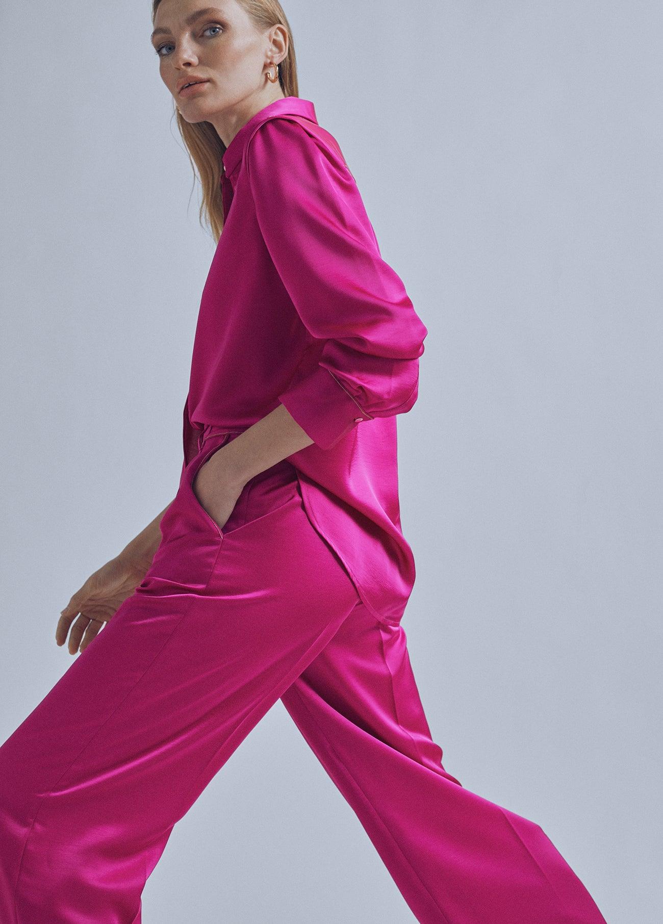 32460011-Basic satin shirt-Fuchsia