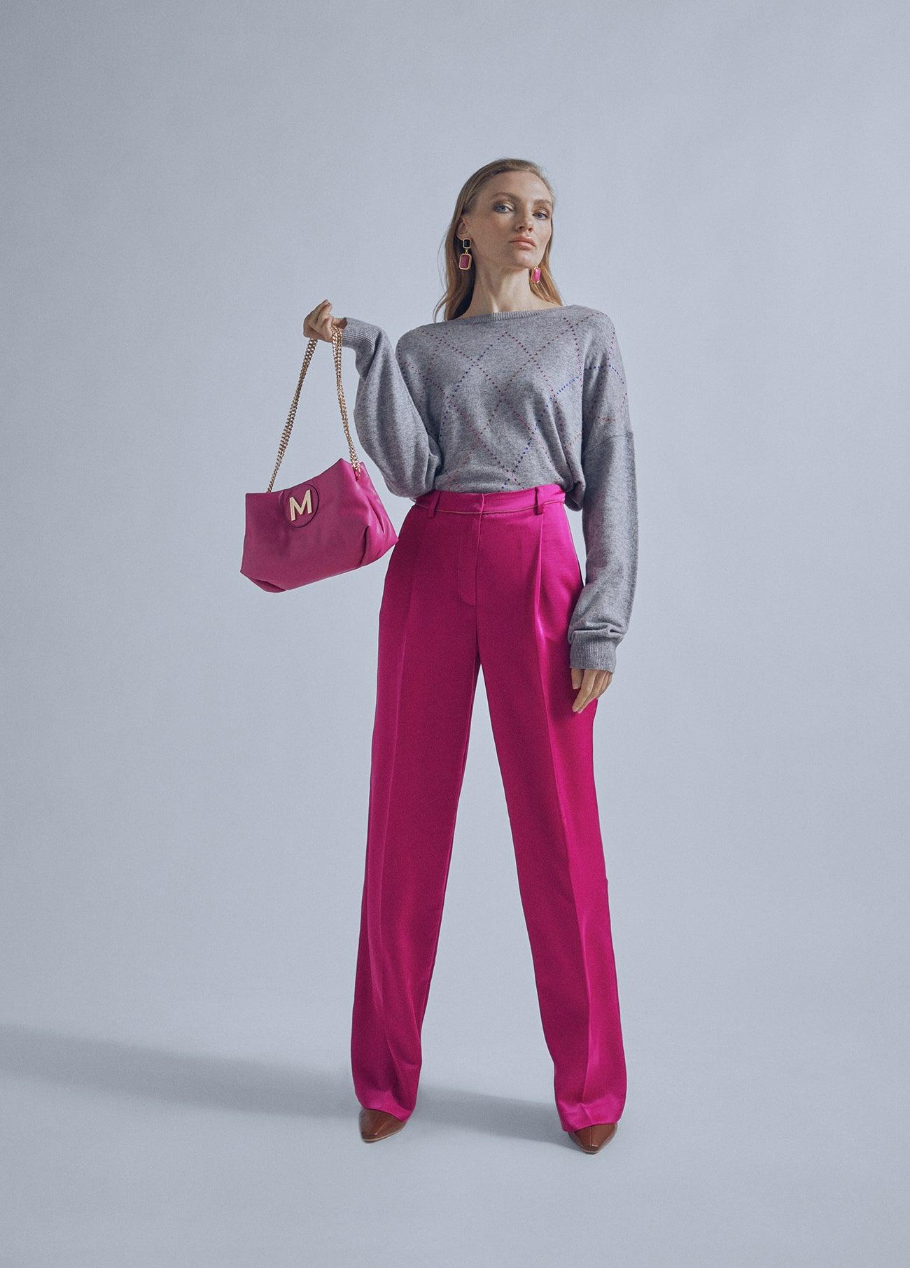 32461007-Multicoloured rhinestone detail sweater-Grey