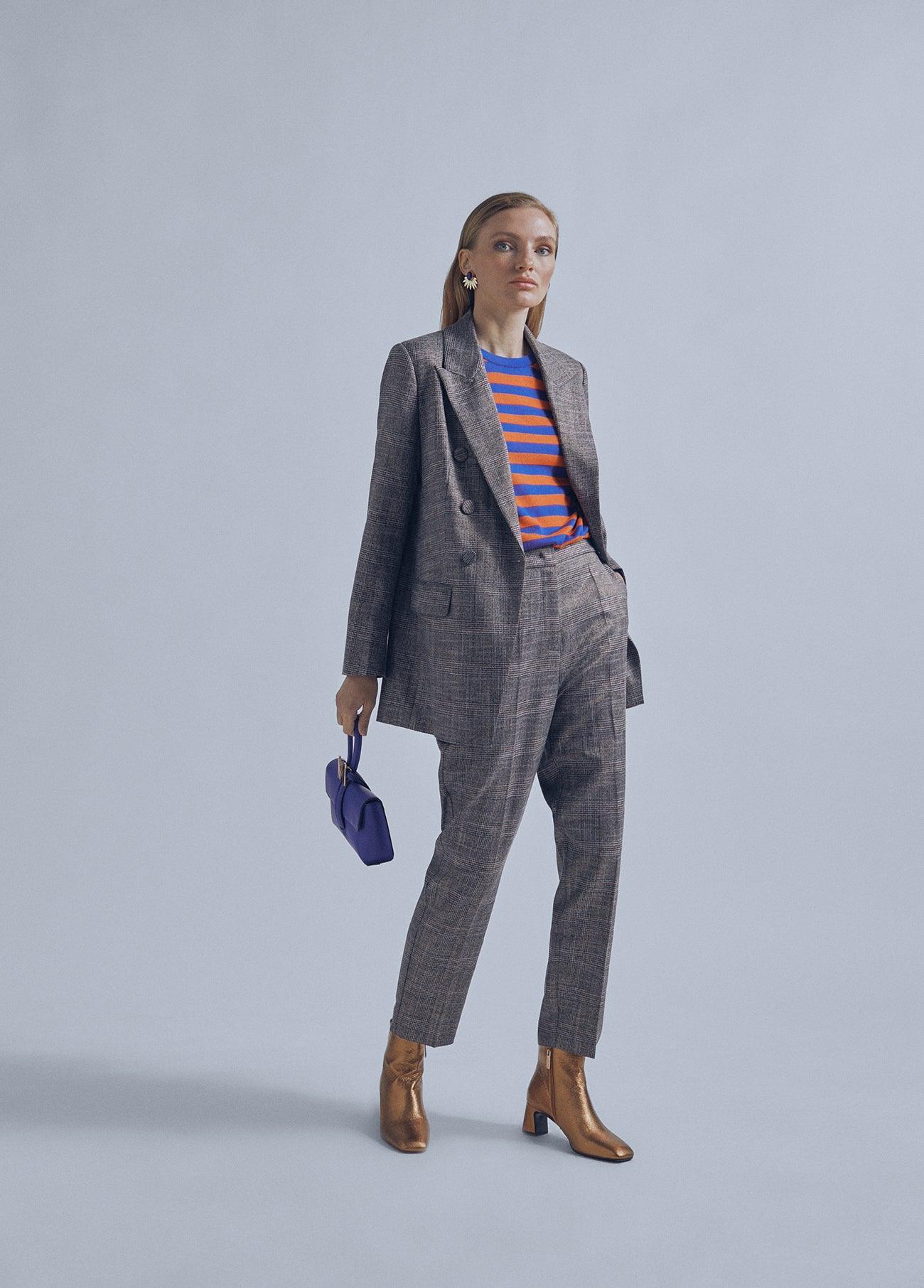 32461011-Two-tone striped sweater-Blue