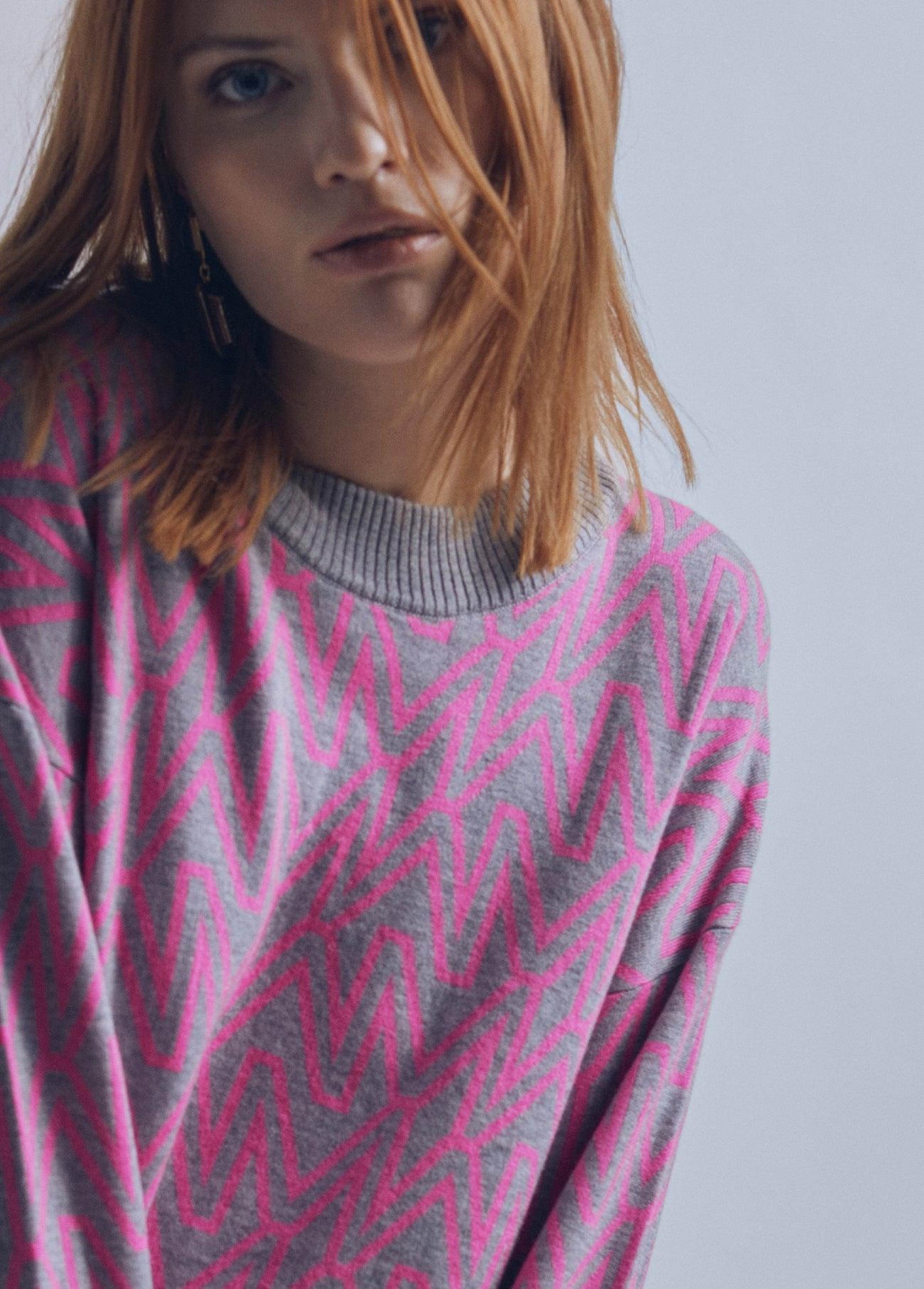 32461012-M crew neck sweater-Pink