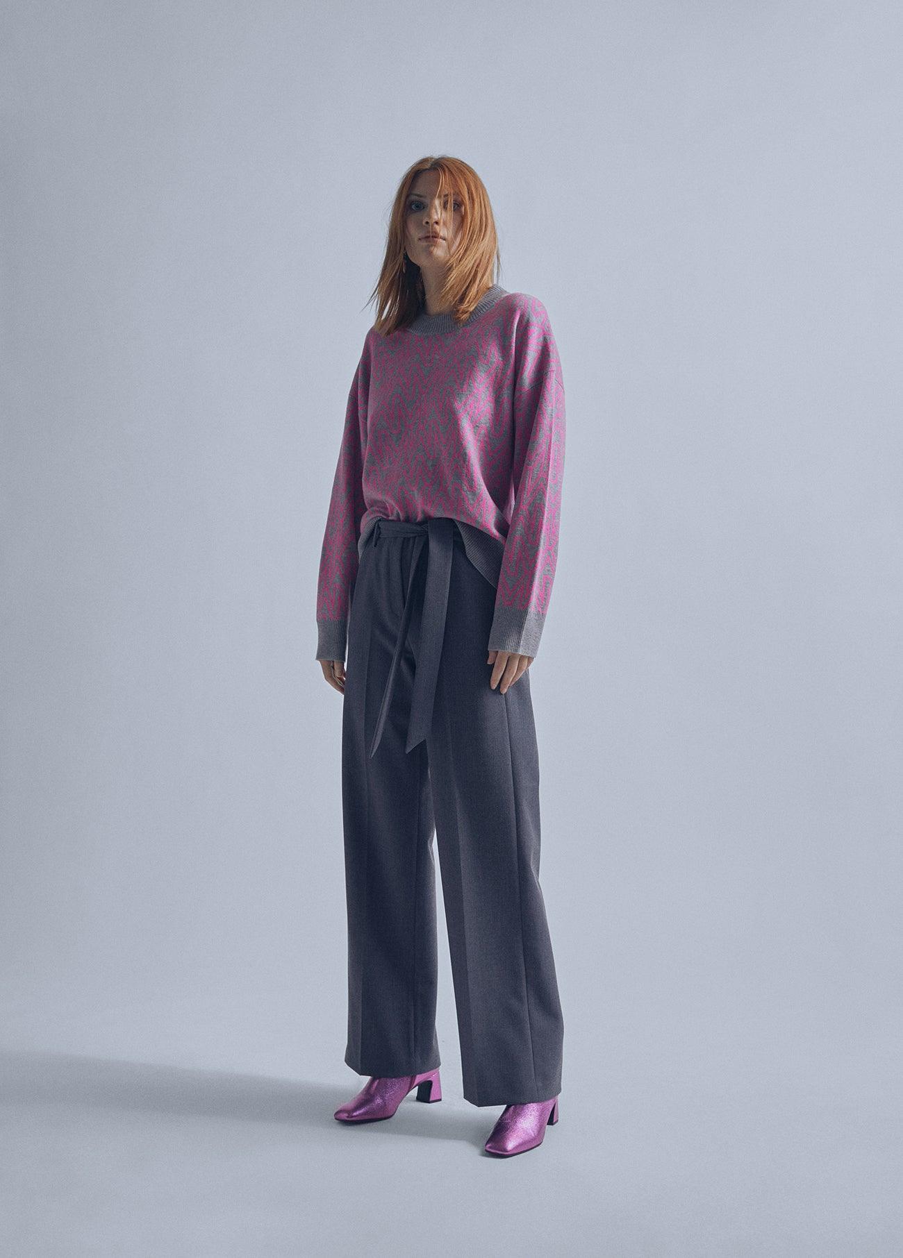 32461012-M crew neck sweater-Pink