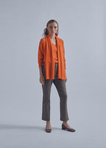 32461015-Knit sweater with scarf detail-Orange