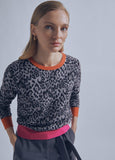 32461022-Animal print sweater with contrast cuffs-Multi