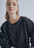 32462004-Sweatshirt with M rhinestone detail-Black