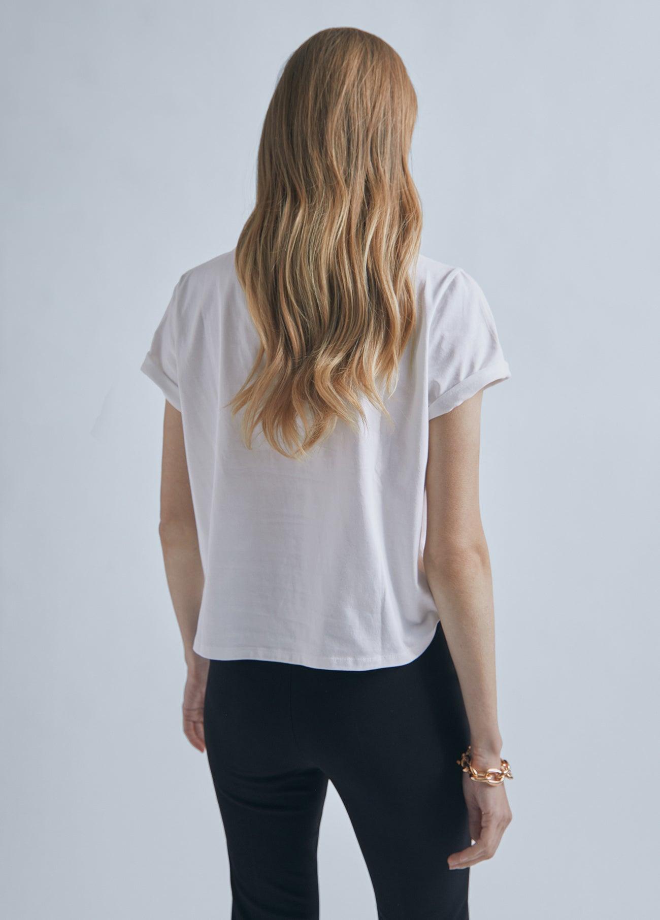 32462005-T-shirt with M rhinestone detail-White