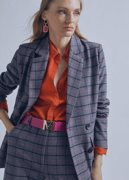 32463002-Check blazer-Grey