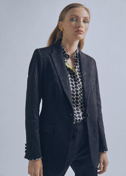 32463003-Animal print blazer-Black