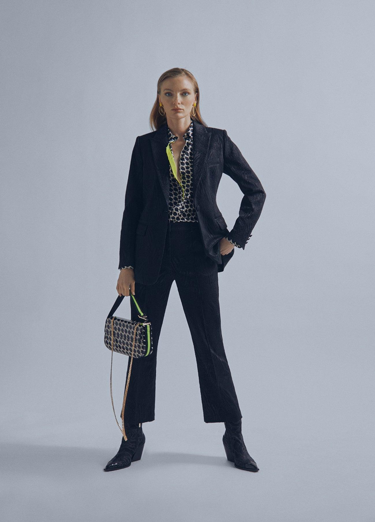 32463003-Animal print blazer-Black