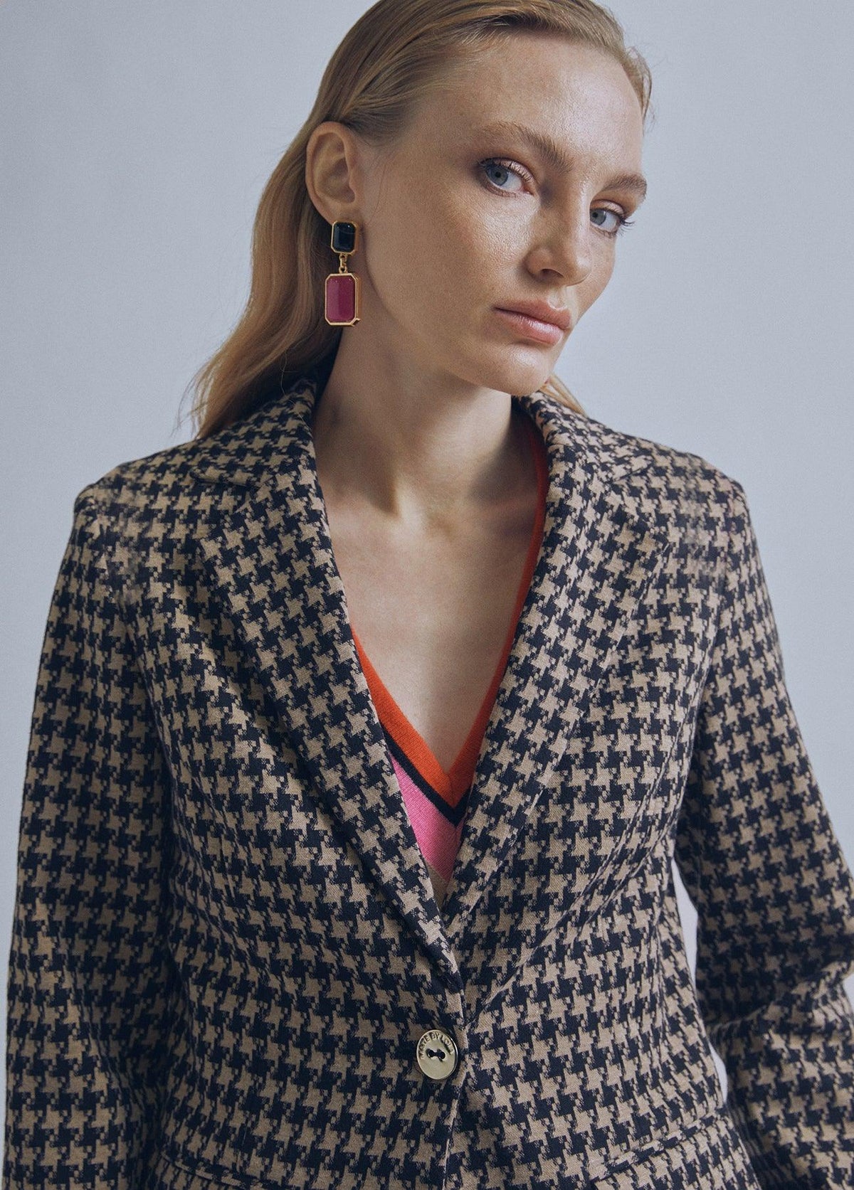 32463004-Houndstooth blazer-Multi