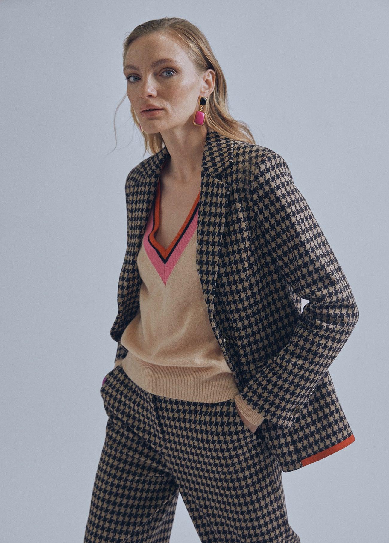 32463004-Houndstooth blazer-Multi