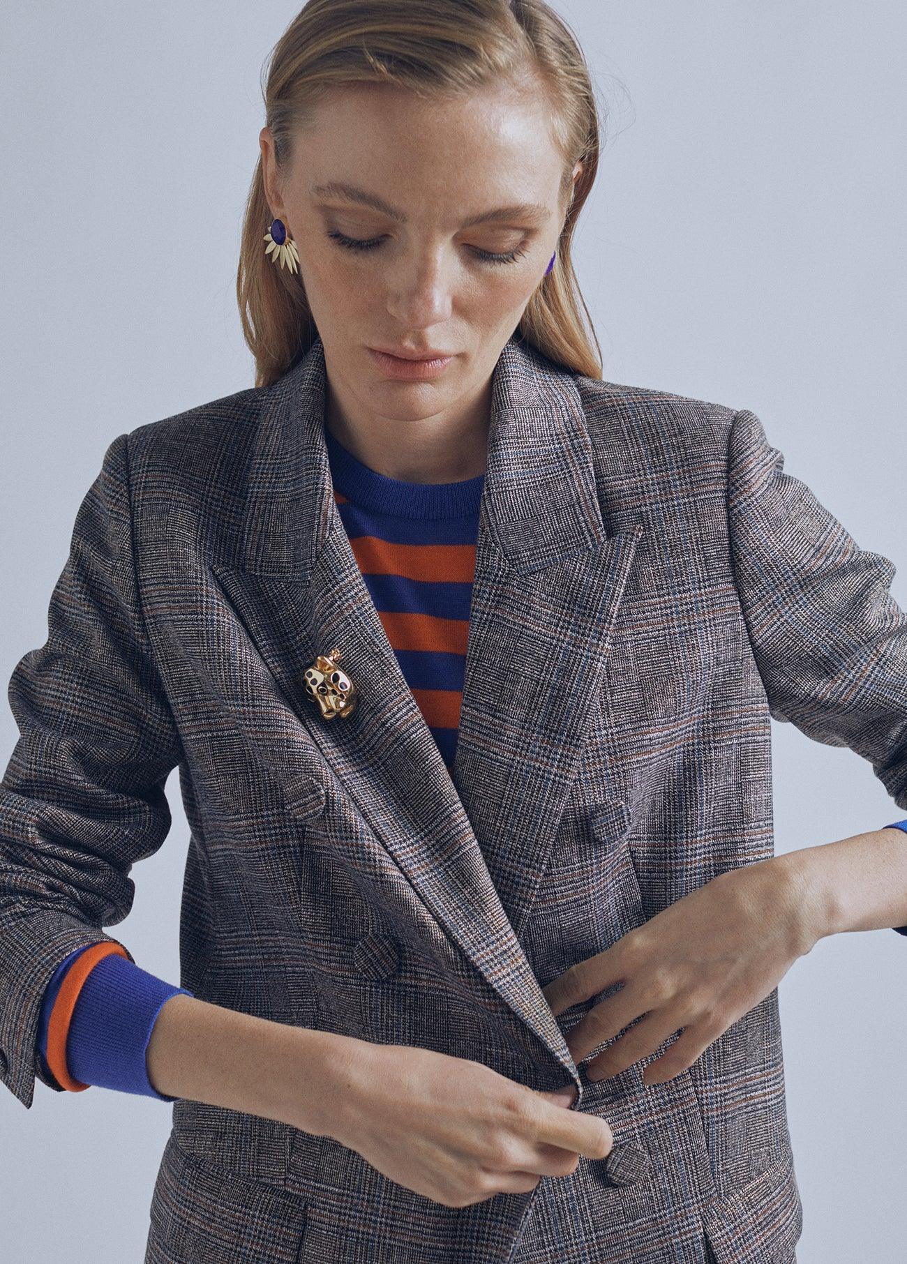 32463008-Lurex check blazer-Multi