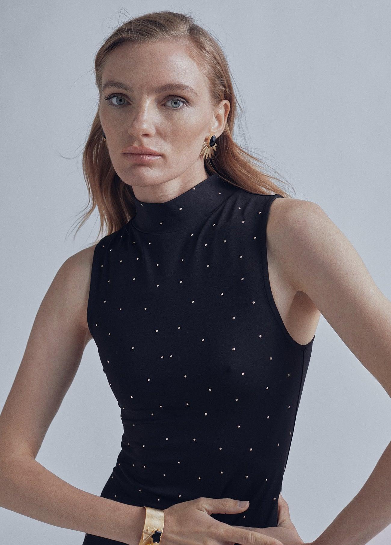 32465005-Knit Perkins collar dress-Black