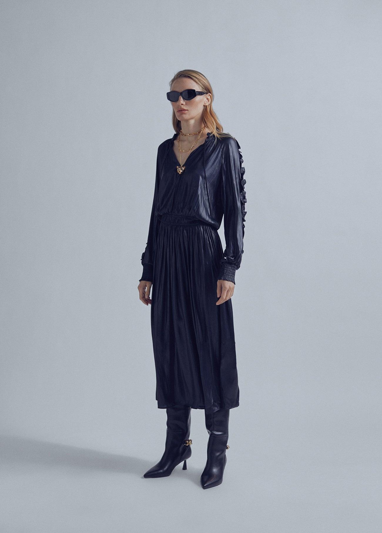 32465008-Romantic satin dress-Black