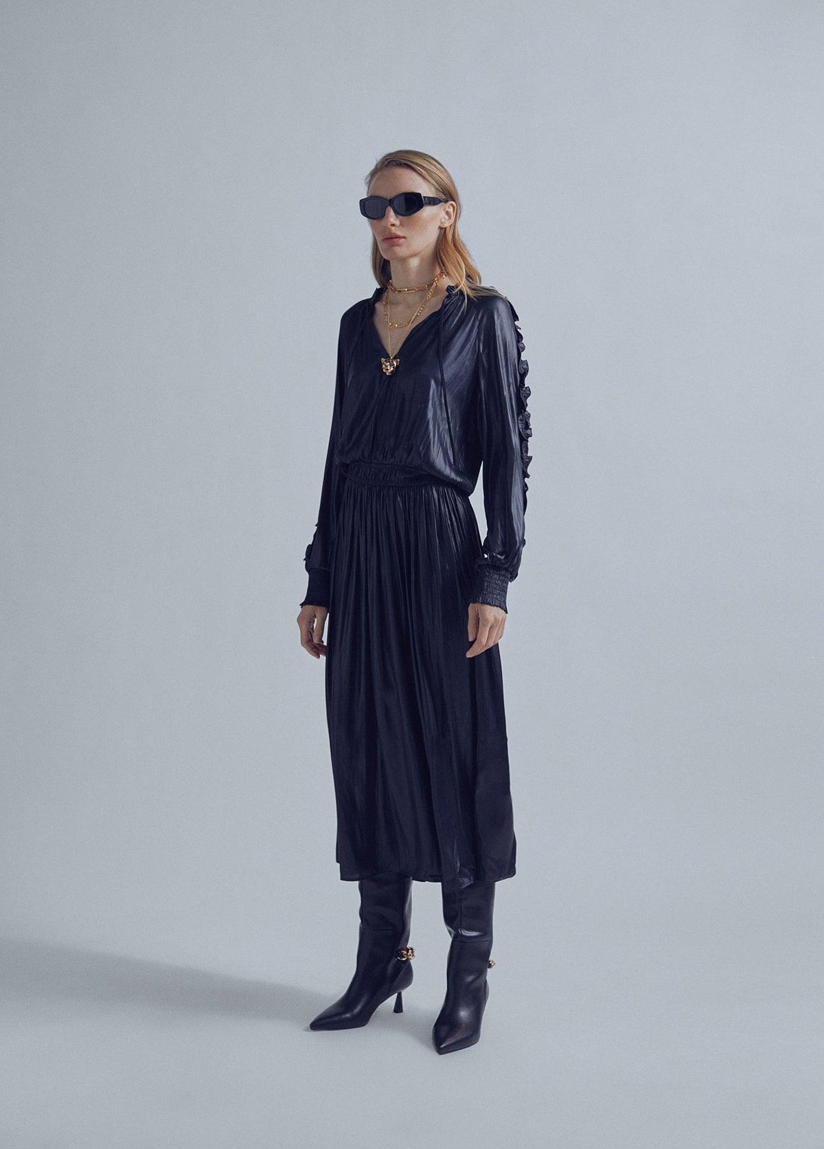 32465008-Romantic satin dress-Black