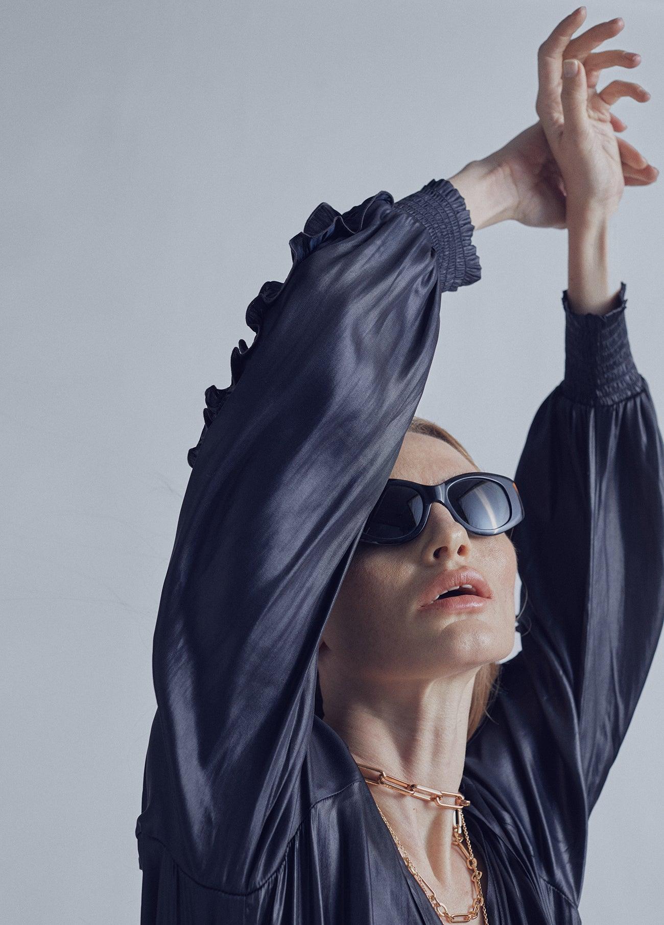 32465008-Romantic satin dress-Black